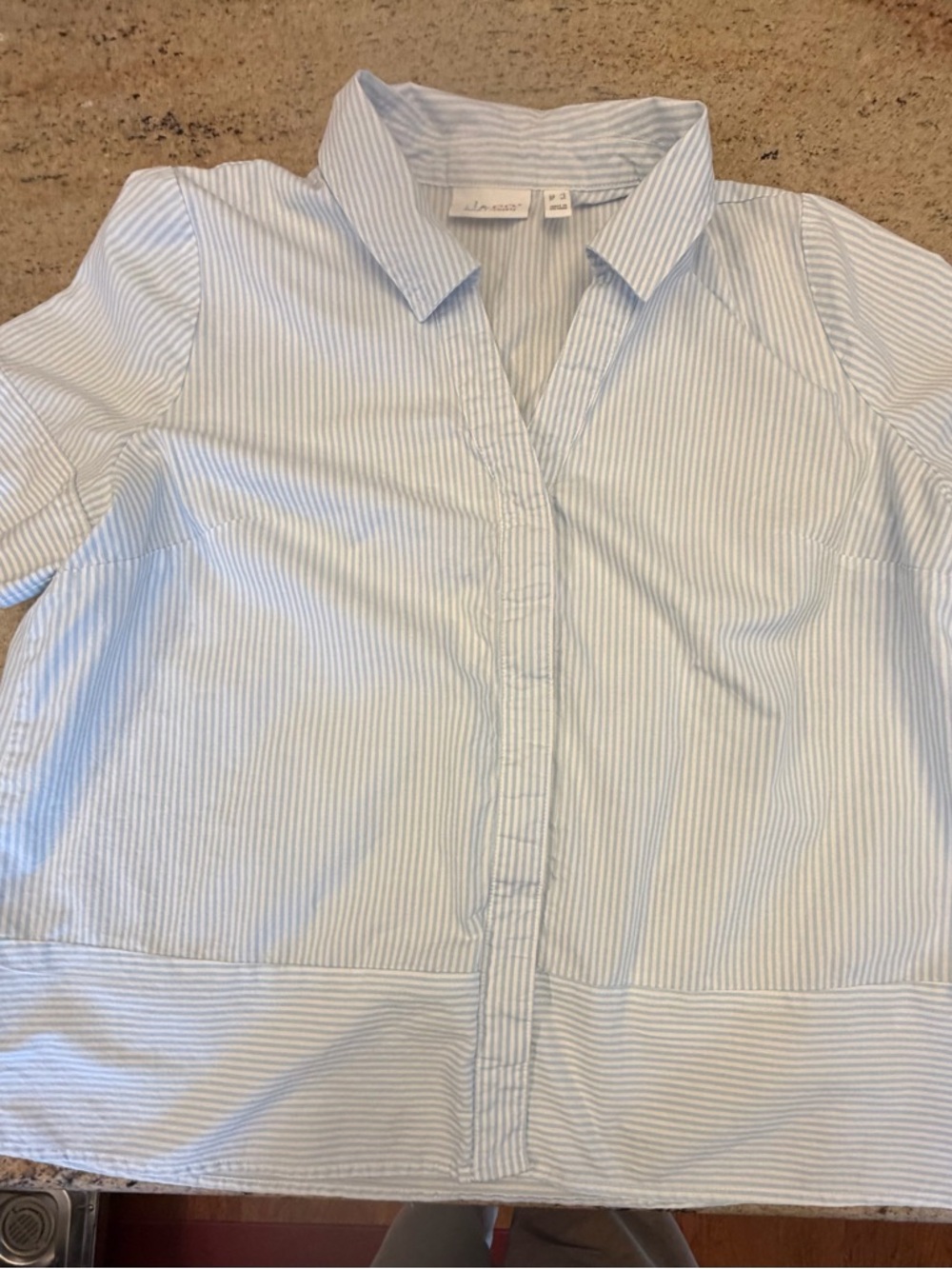 Light Blue and White Striped Cotton spandex Top - Denim & Co. size large